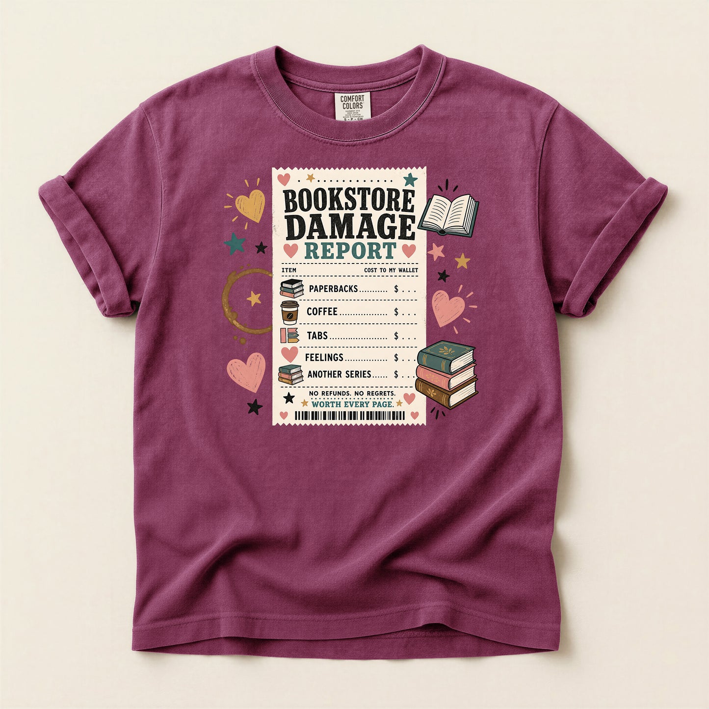 Bookstore Damage Report T-Shirt — Funny Reading Lover Tee