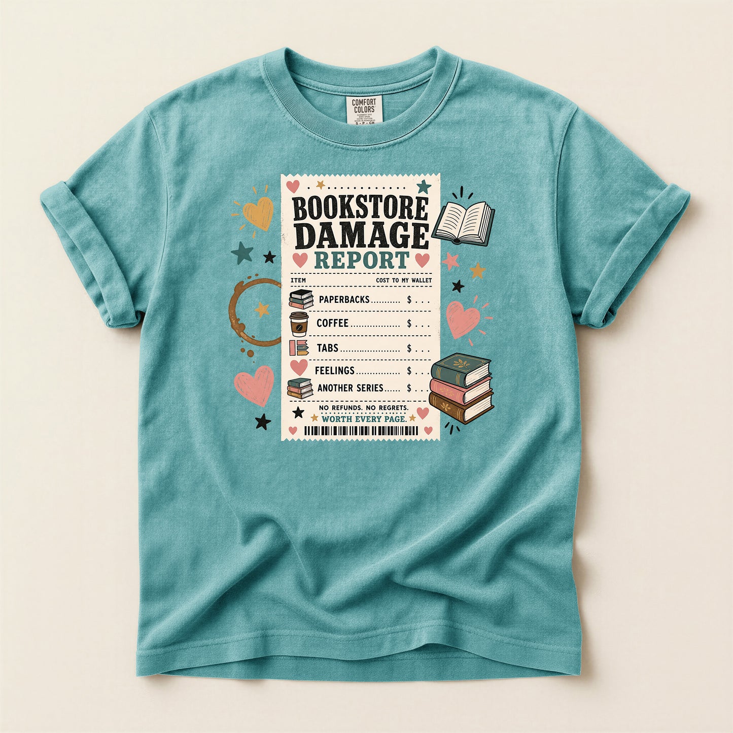 Bookstore Damage Report T-Shirt — Funny Reading Lover Tee