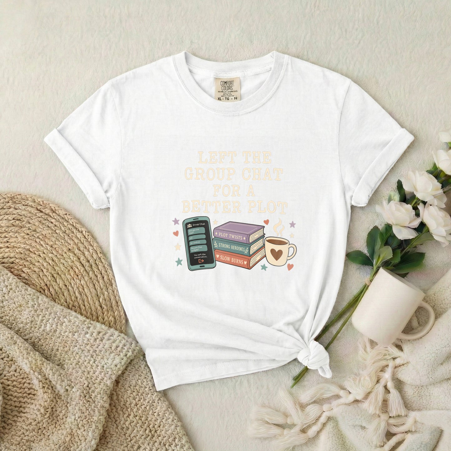 Book Lover T‑Shirt — "I Left the Group Chat for a Better Plot" Graphic Tee