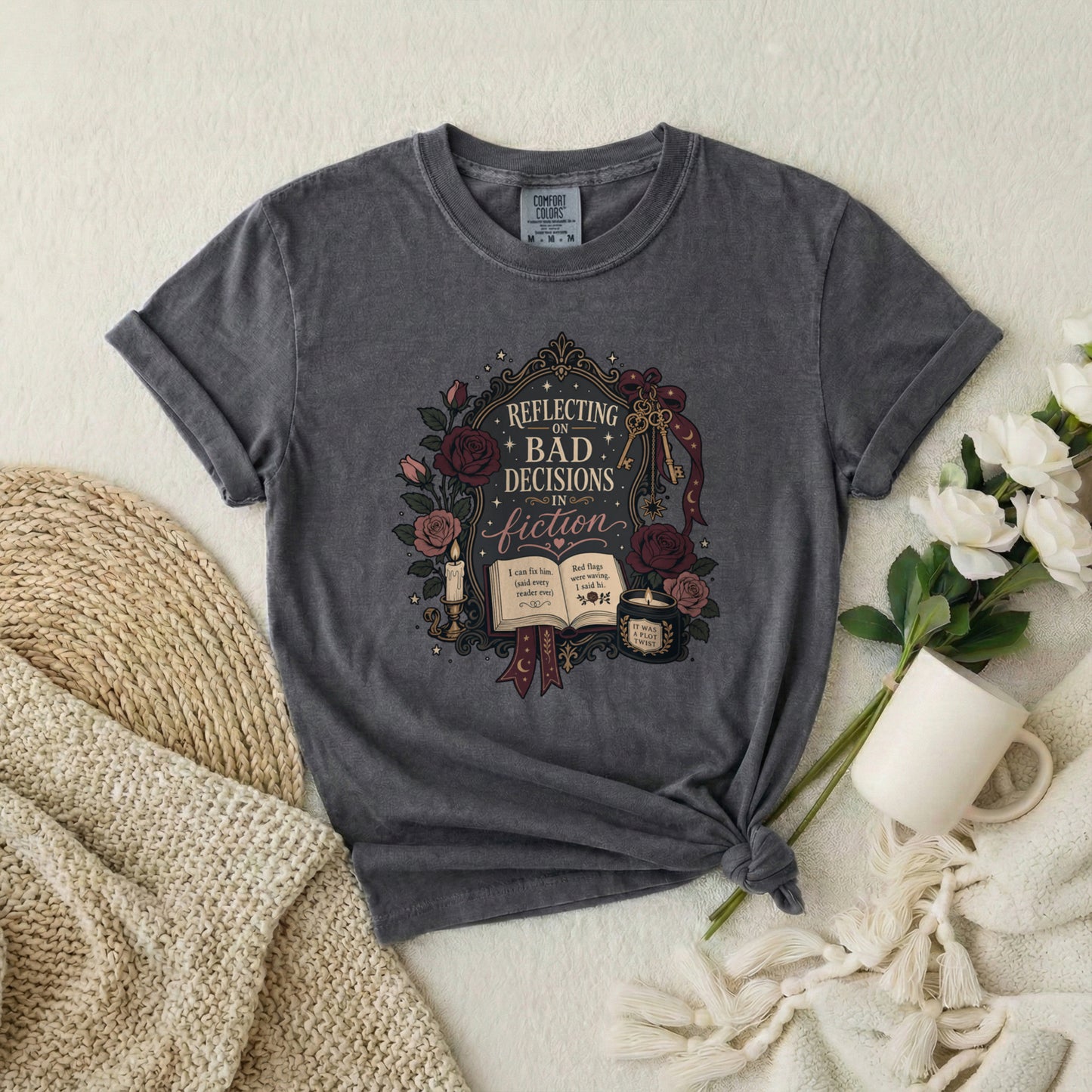 Bookish T-Shirt — "Reflecting on Bad Decisions in Fiction" Literary Tee