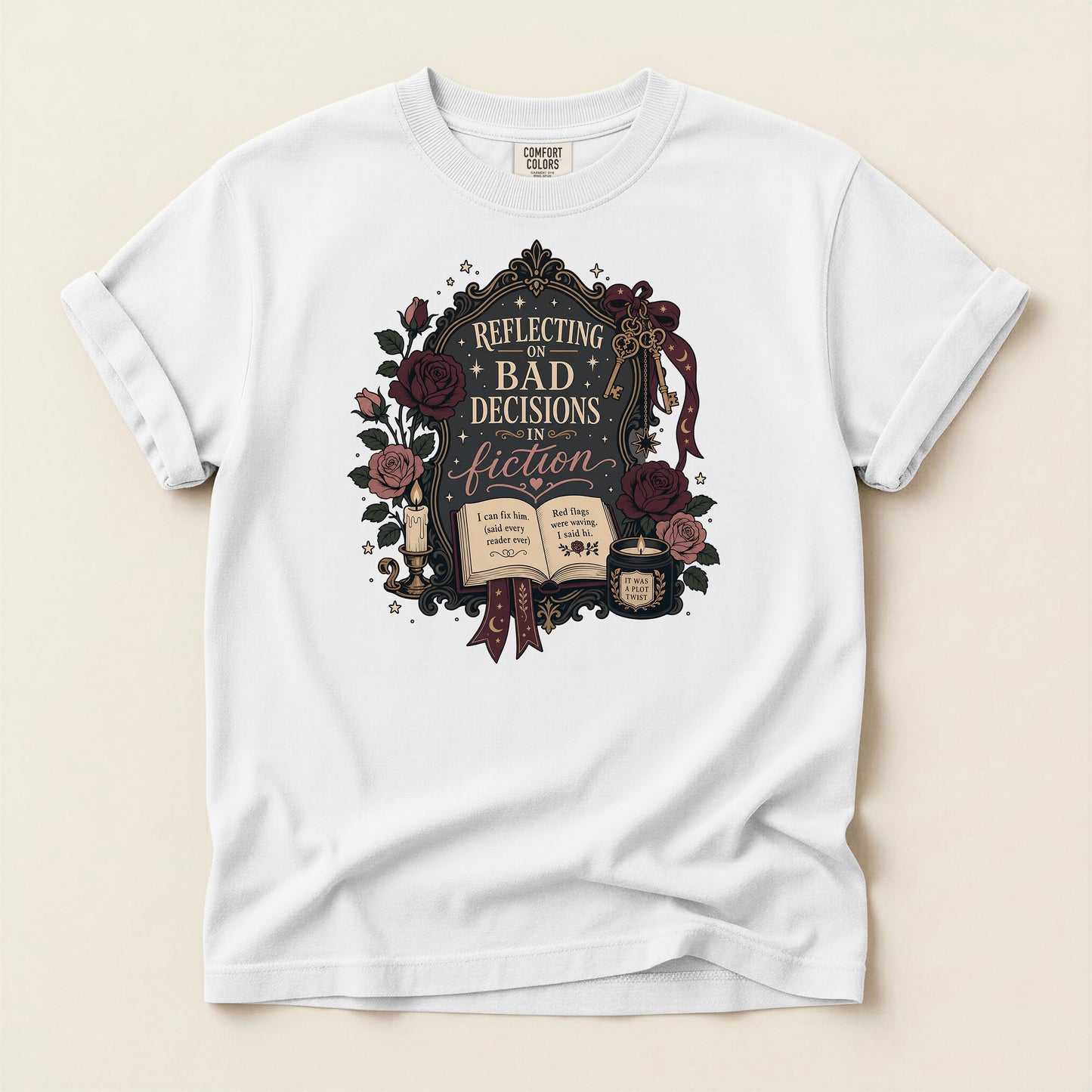 Bookish T-Shirt — "Reflecting on Bad Decisions in Fiction" Literary Tee