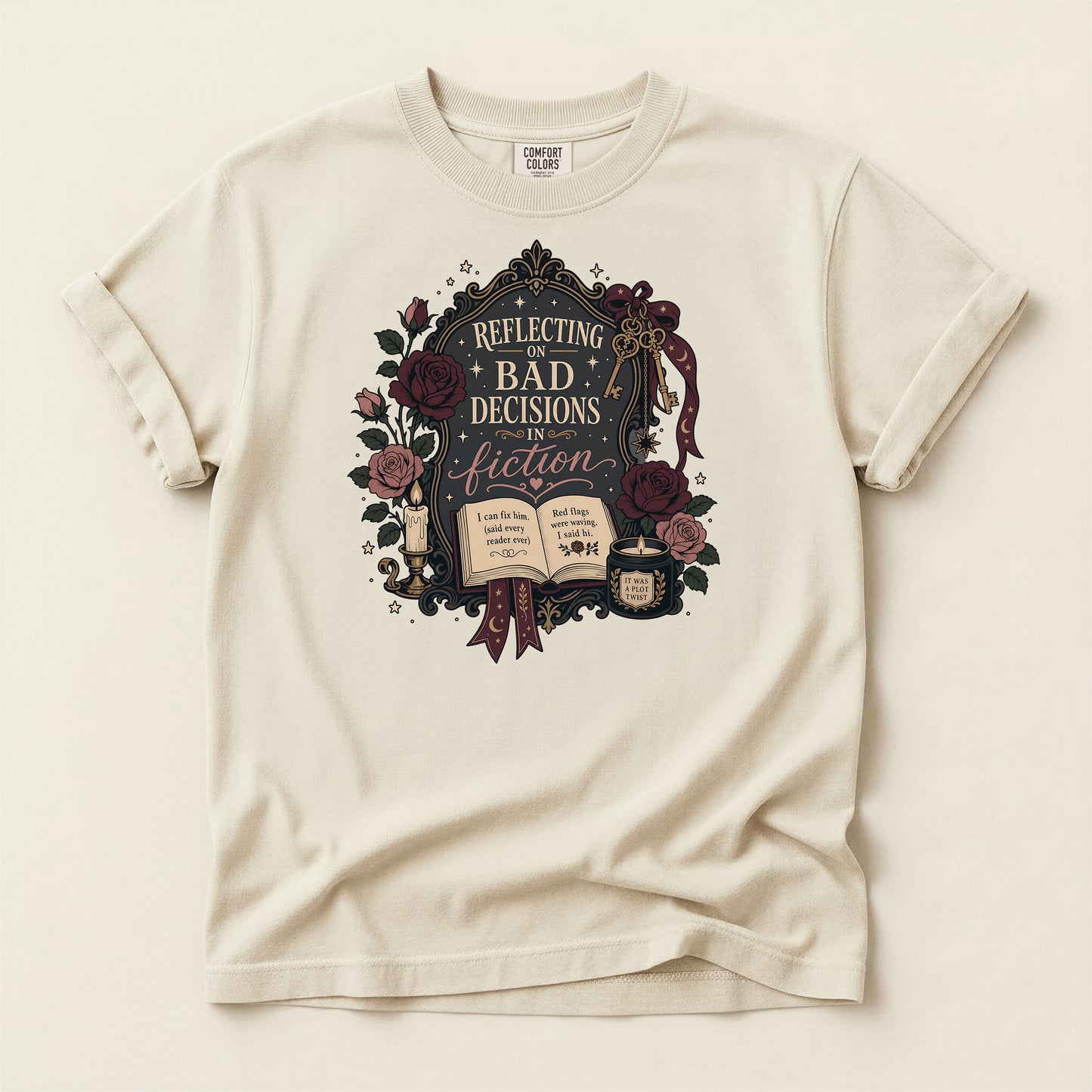 Bookish T-Shirt — "Reflecting on Bad Decisions in Fiction" Literary Tee