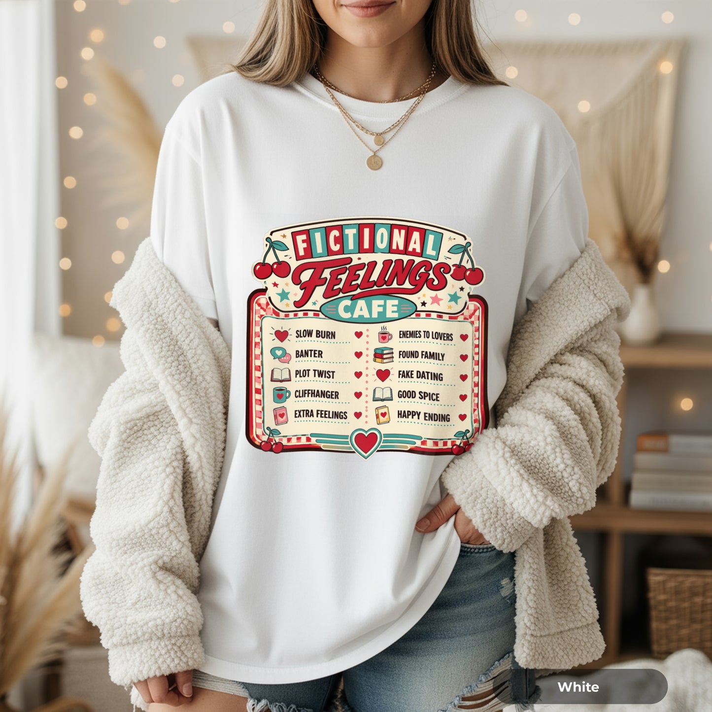 Fictional Feelings Café T-Shirt — Book Lover Novelty Tee