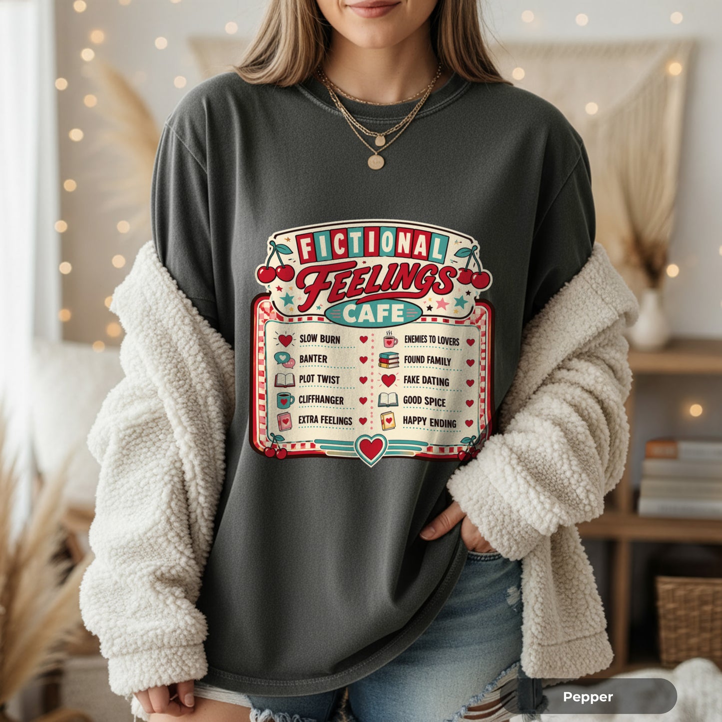 Fictional Feelings Café T-Shirt — Book Lover Novelty Tee