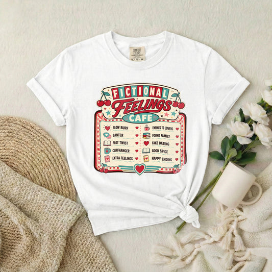 Fictional Feelings Café T-Shirt — Book Lover Novelty Tee