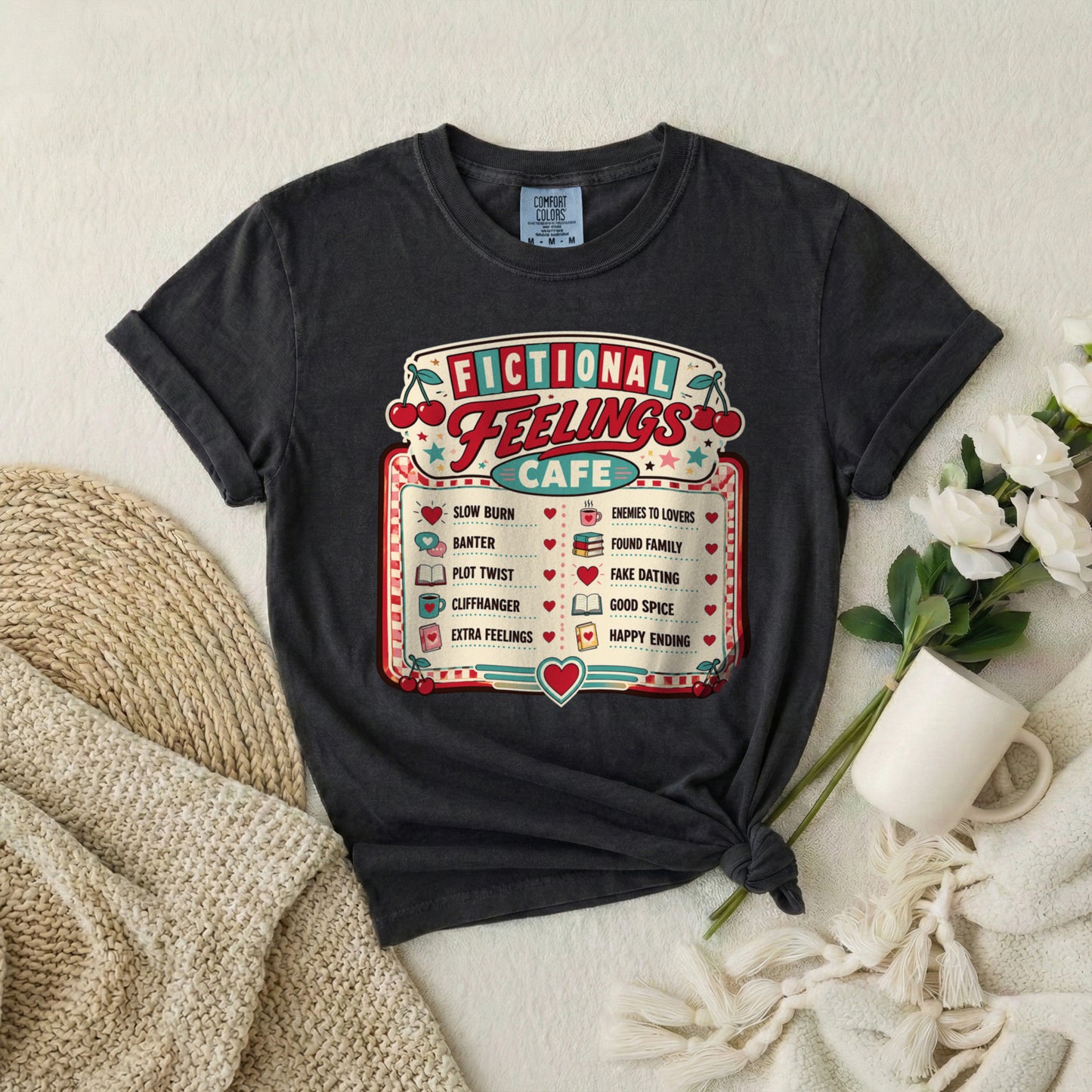 Fictional Feelings Café T-Shirt — Book Lover Novelty Tee