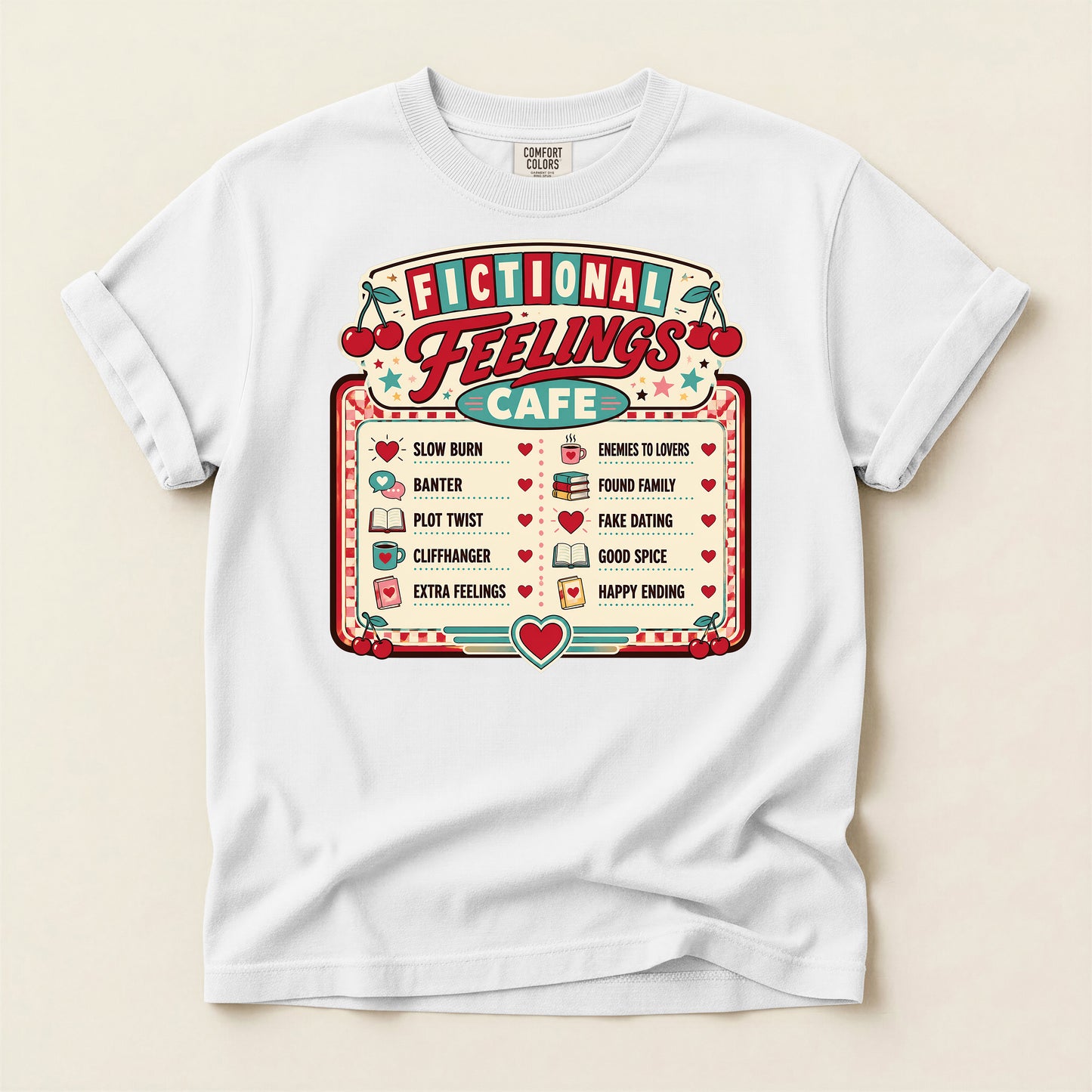 Fictional Feelings Café T-Shirt — Book Lover Novelty Tee