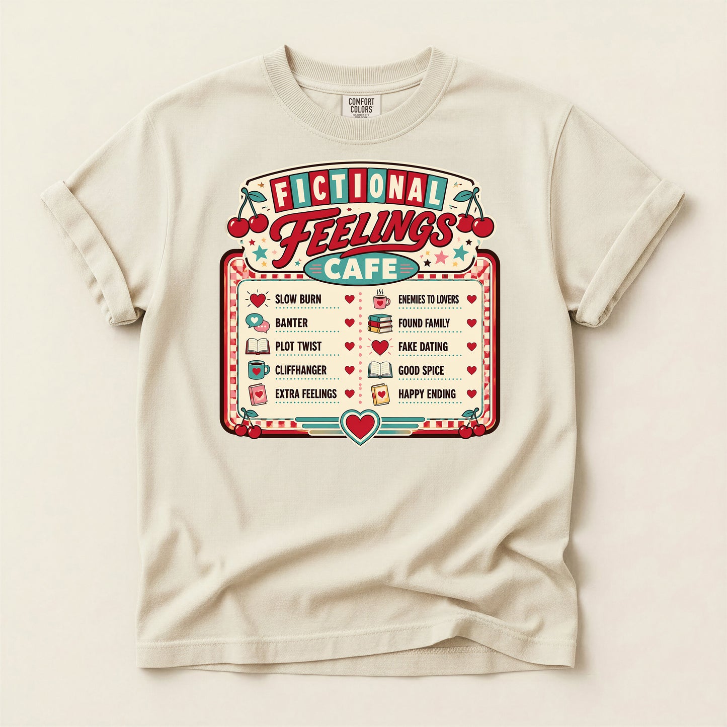 Fictional Feelings Café T-Shirt — Book Lover Novelty Tee