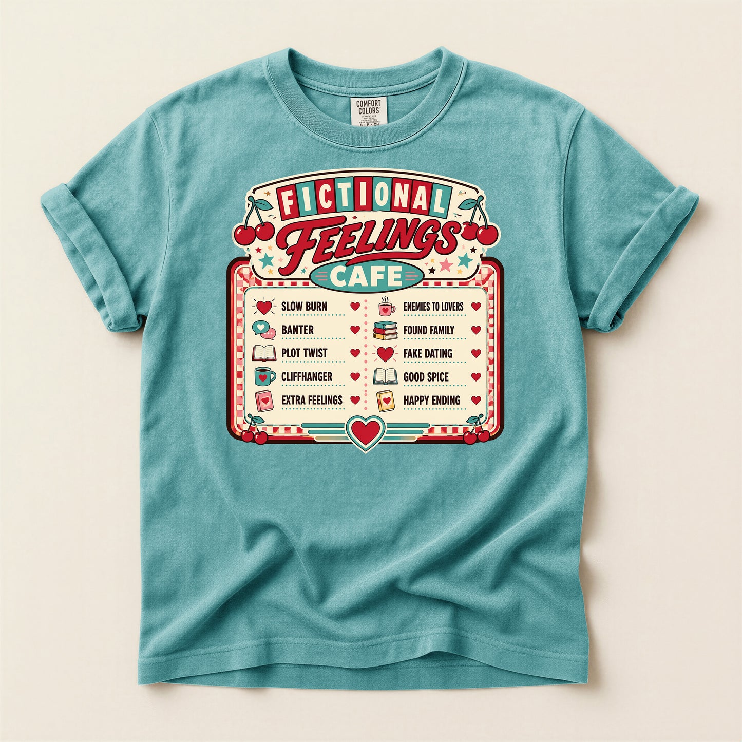 Fictional Feelings Café T-Shirt — Book Lover Novelty Tee