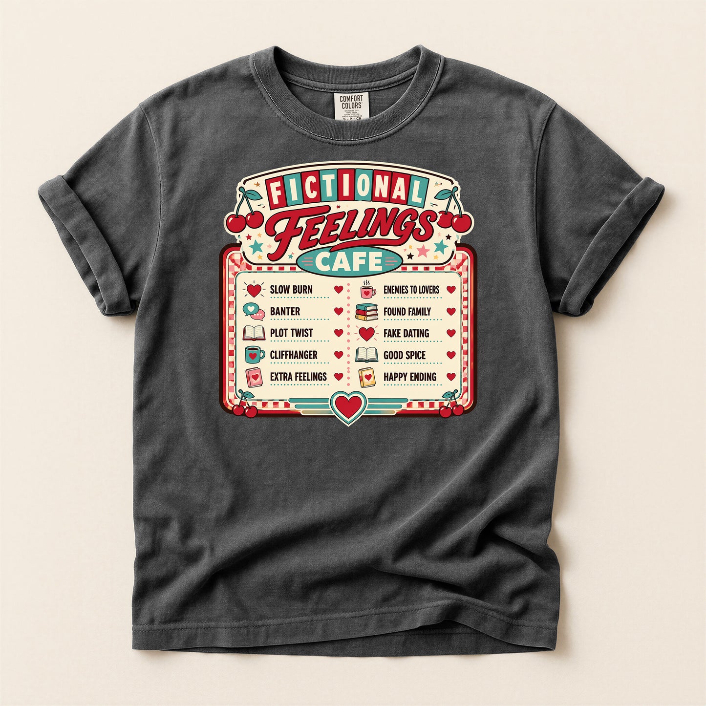 Fictional Feelings Café T-Shirt — Book Lover Novelty Tee