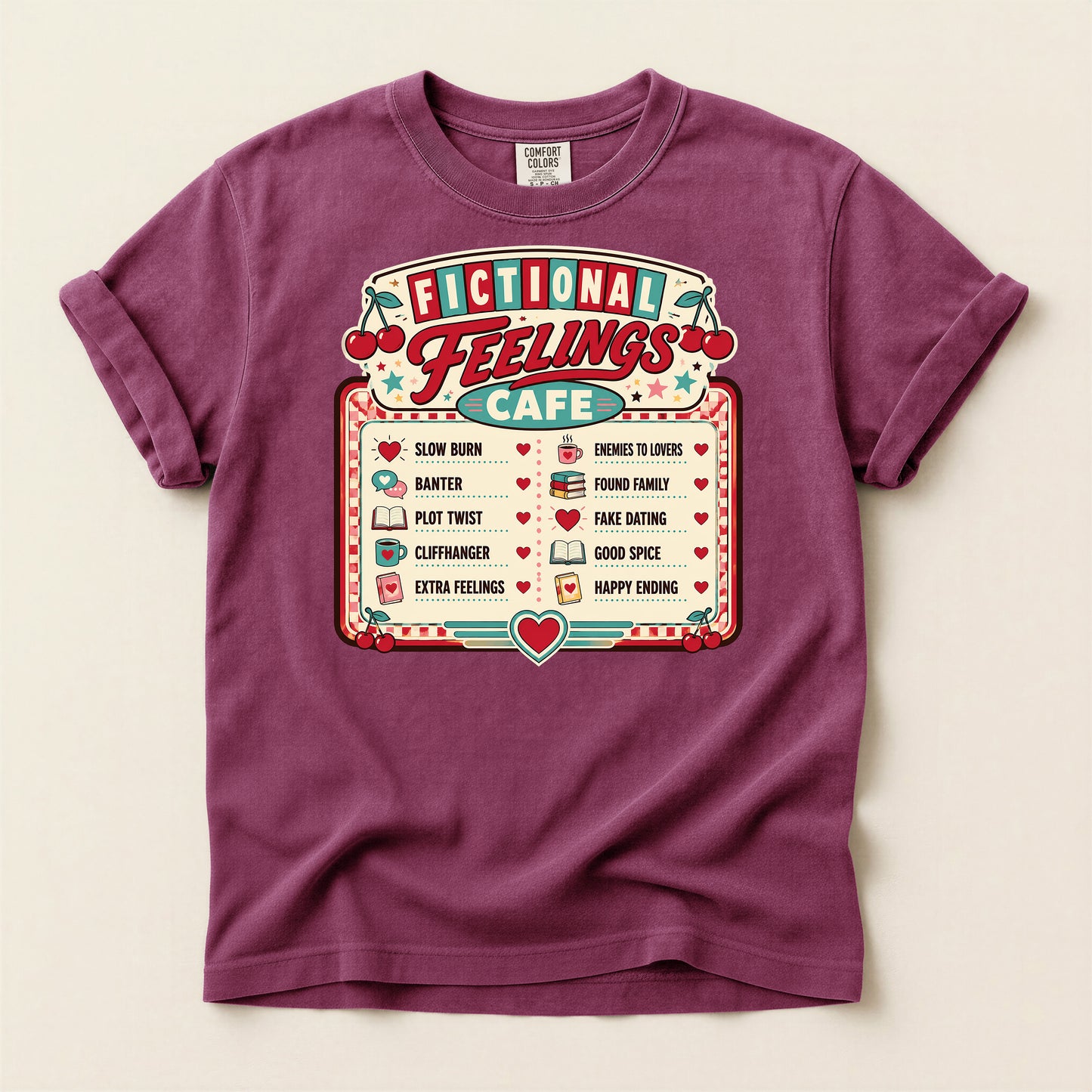 Fictional Feelings Café T-Shirt — Book Lover Novelty Tee