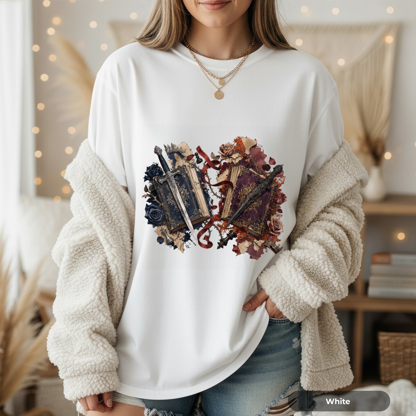 Vintage Mirror Skull T-Shirt — Gothic Grunge Floral Graphic Tee