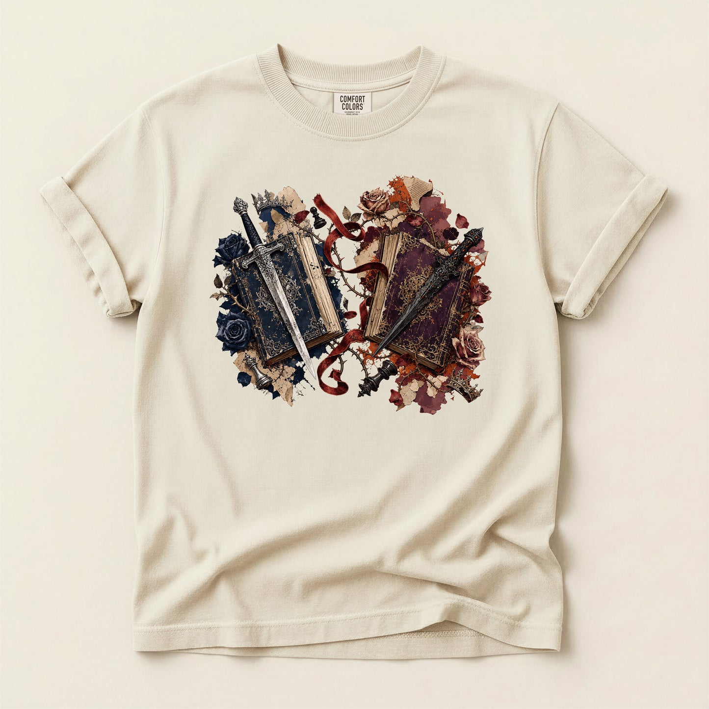 Vintage Mirror Skull T-Shirt — Gothic Grunge Floral Graphic Tee