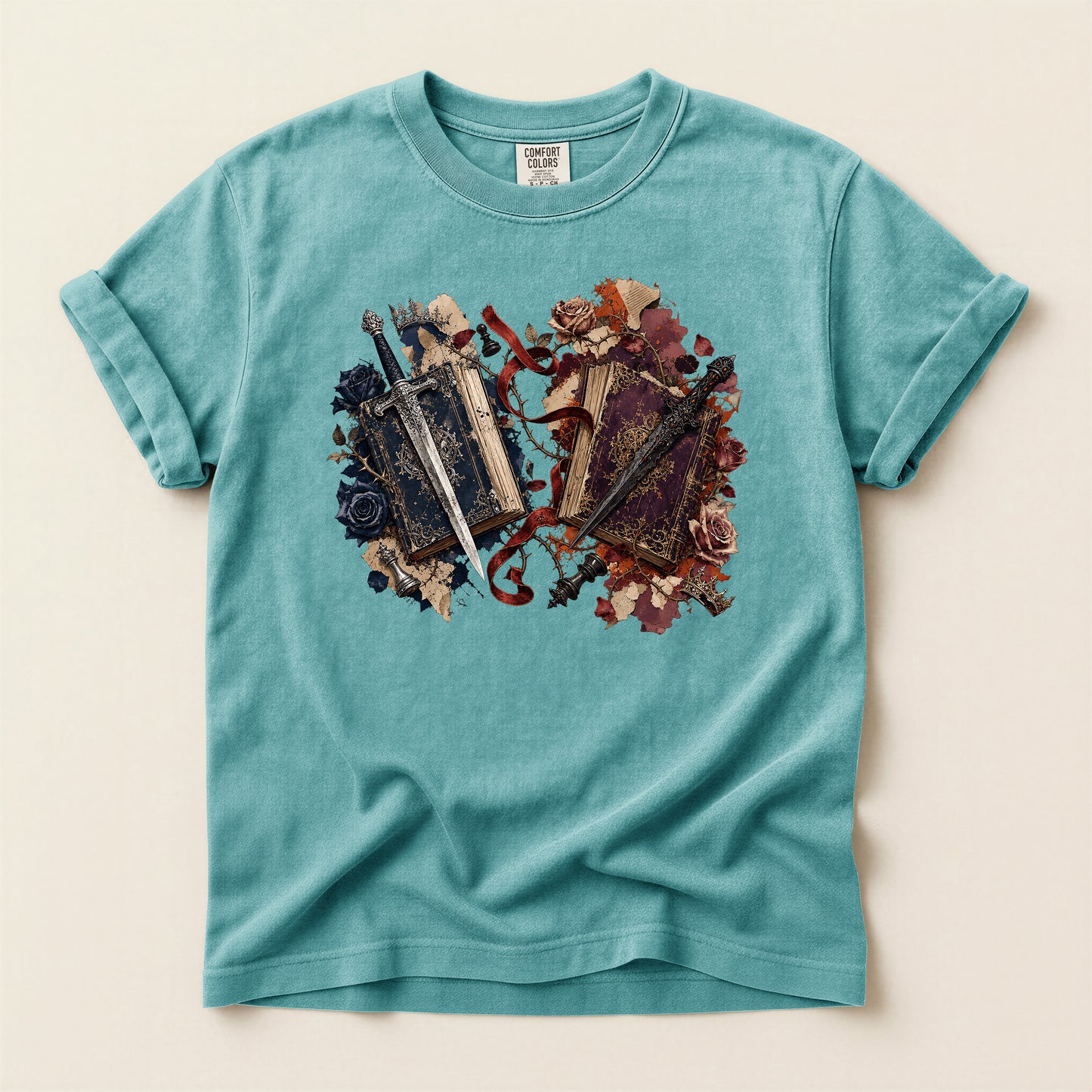 Vintage Mirror Skull T-Shirt — Gothic Grunge Floral Graphic Tee
