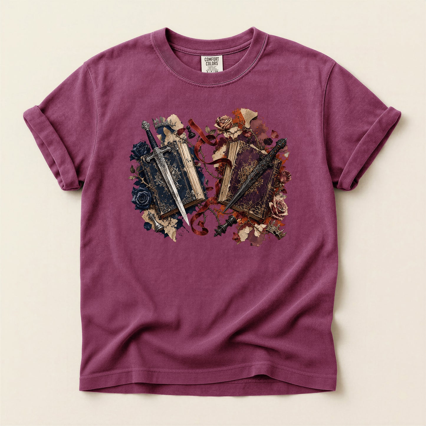Vintage Mirror Skull T-Shirt — Gothic Grunge Floral Graphic Tee