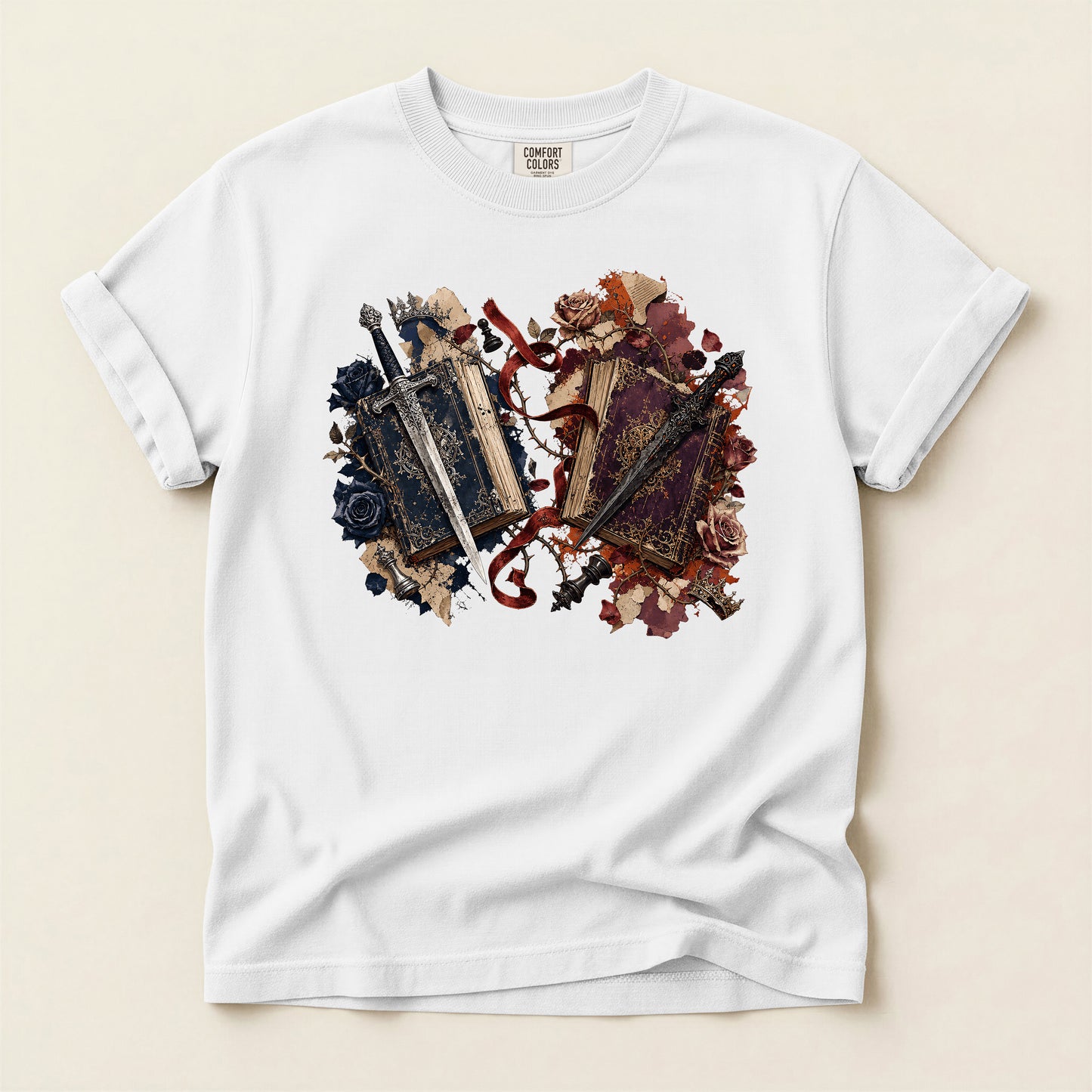 Vintage Mirror Skull T-Shirt — Gothic Grunge Floral Graphic Tee