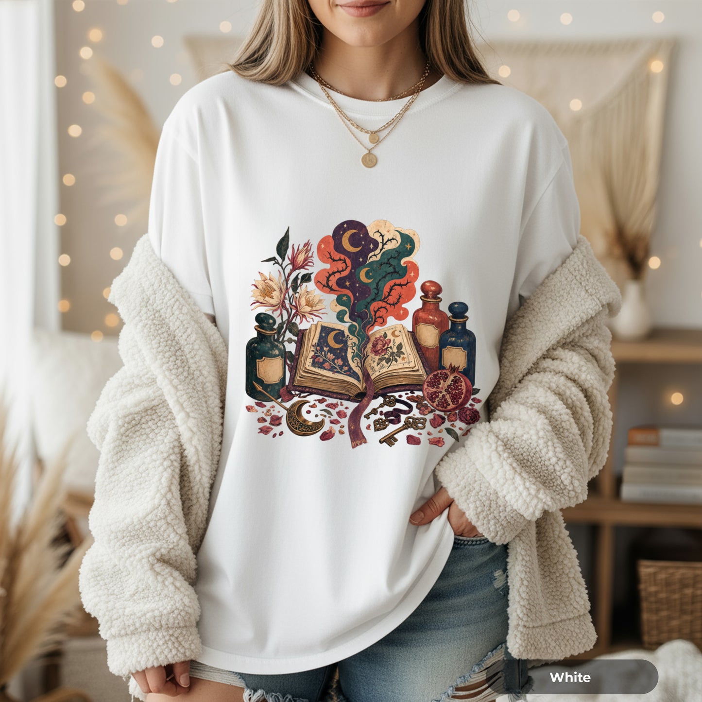 Mystic Spellbook T-Shirt — Vintage Potion & Magic Book Graphic Tee