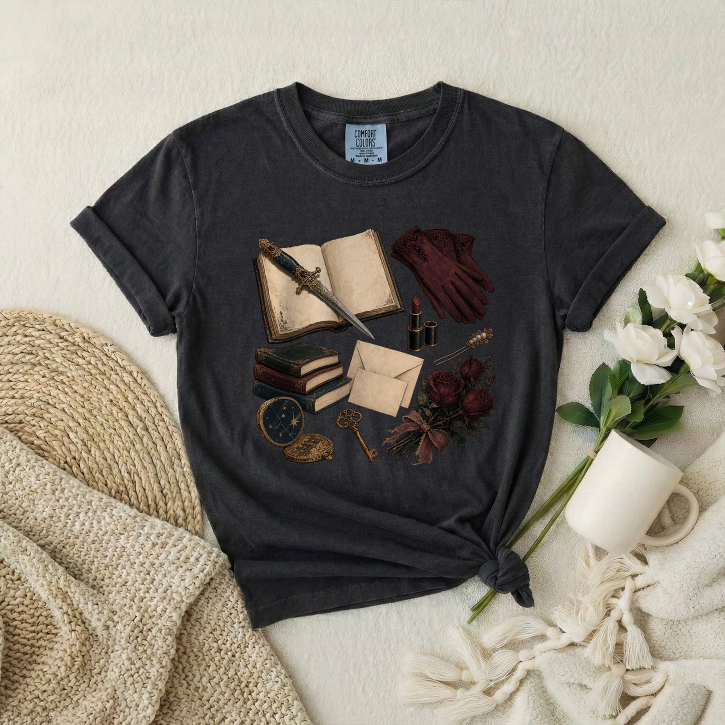 Vintage Witchcraft T-Shirt — Books, Key & Potion Aesthetic