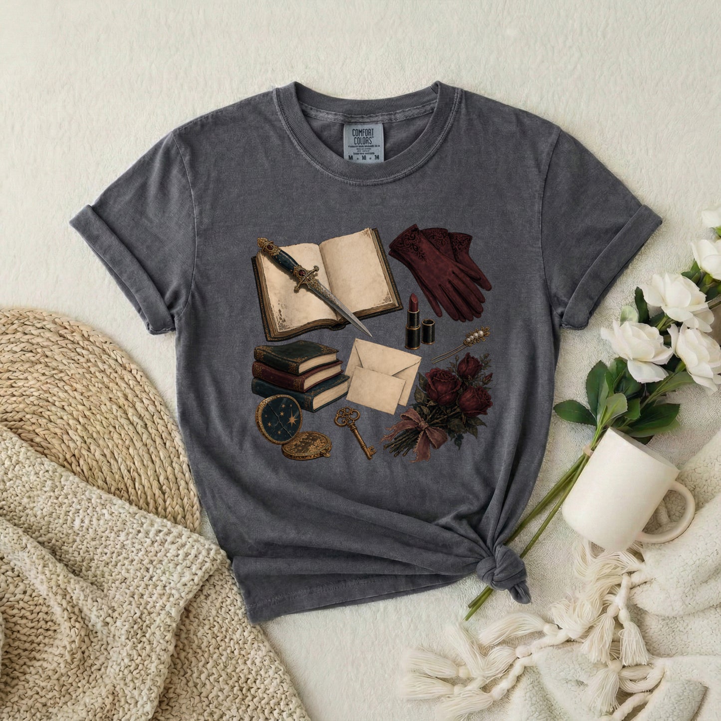 Vintage Witchcraft T-Shirt — Books, Key & Potion Aesthetic