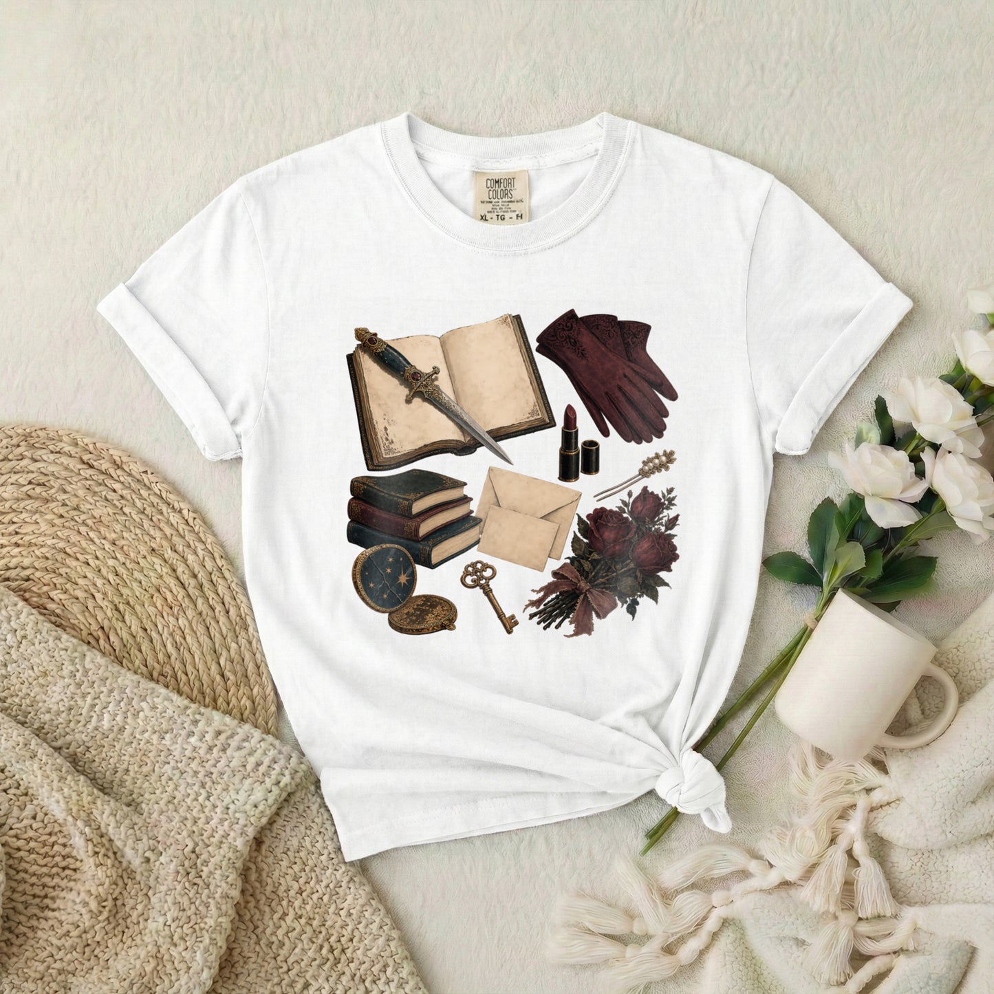 Vintage Witchcraft T-Shirt — Books, Key & Potion Aesthetic