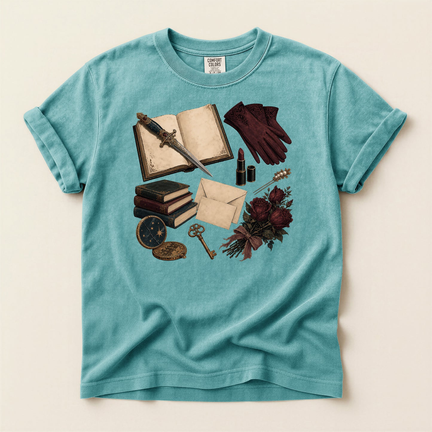 Vintage Witchcraft T-Shirt — Books, Key & Potion Aesthetic