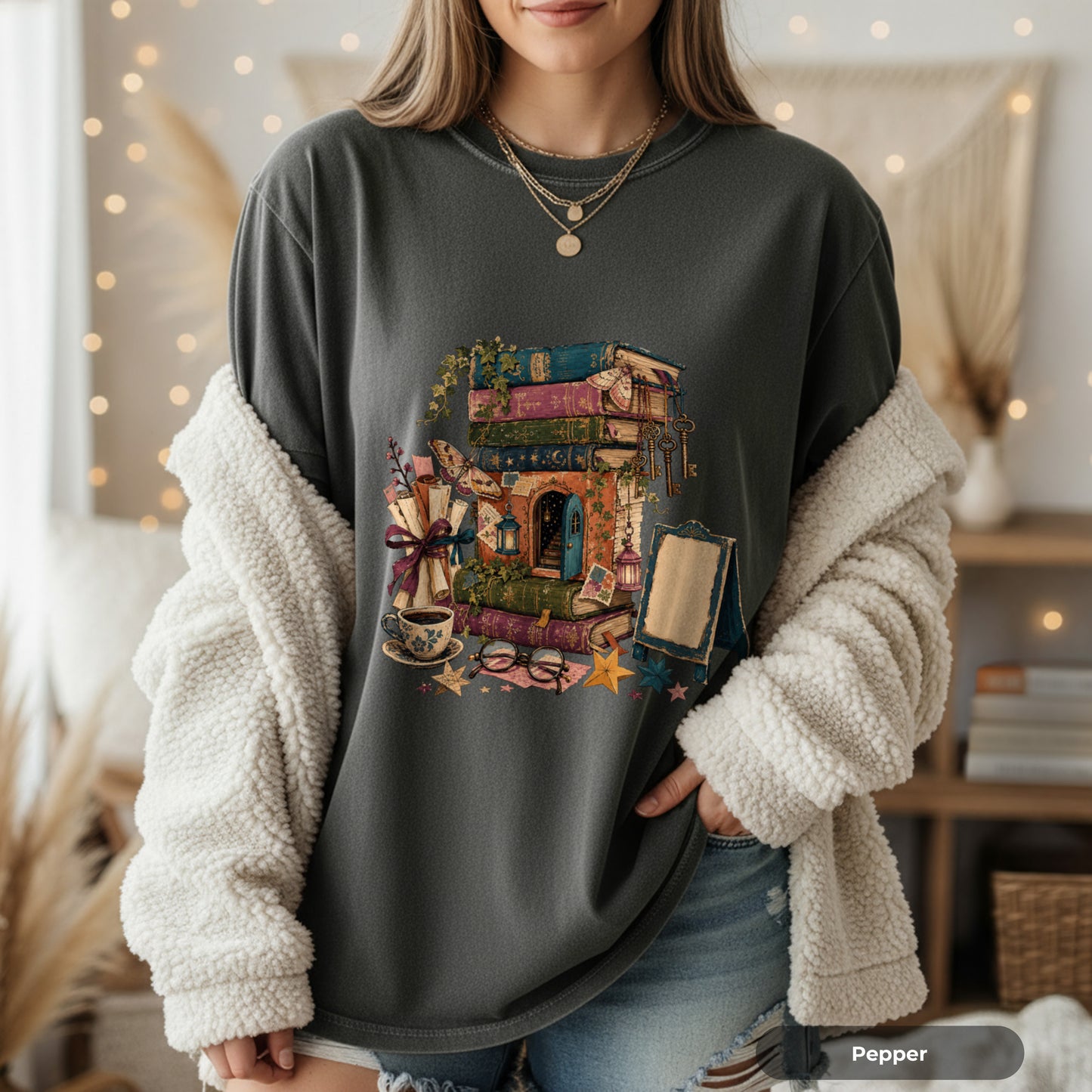 Coffee Shop Cottage T-Shirt — Cozy Café Illustration Tee