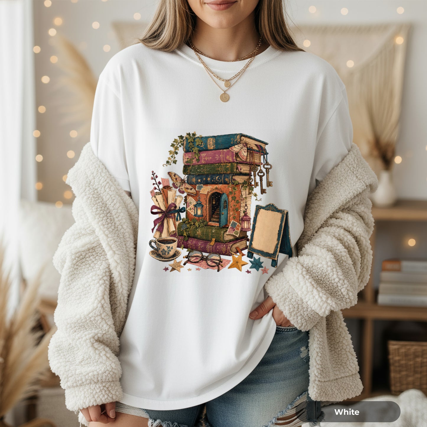 Coffee Shop Cottage T-Shirt — Cozy Café Illustration Tee