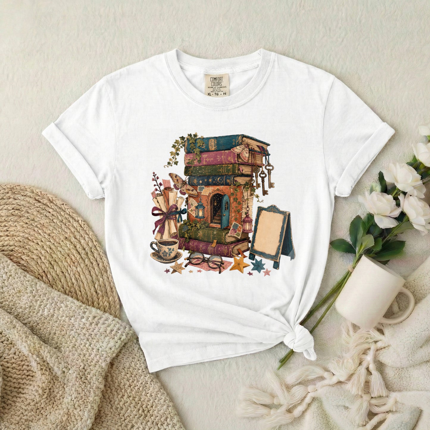 Coffee Shop Cottage T-Shirt — Cozy Café Illustration Tee