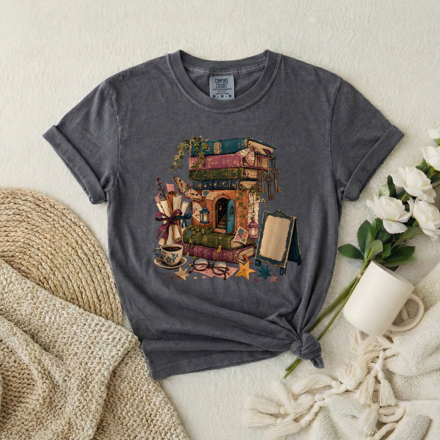 Coffee Shop Cottage T-Shirt — Cozy Café Illustration Tee