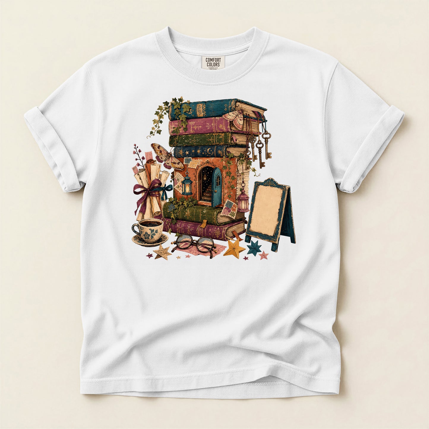 Coffee Shop Cottage T-Shirt — Cozy Café Illustration Tee