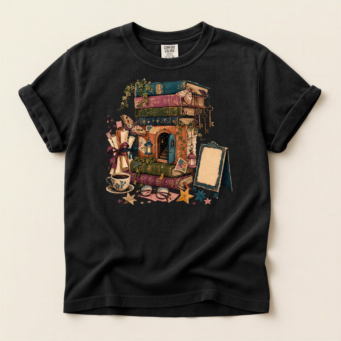 Coffee Shop Cottage T-Shirt — Cozy Café Illustration Tee