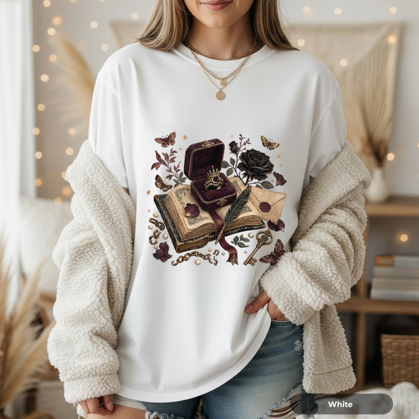 Vintage Gothic Book & Ring T-Shirt