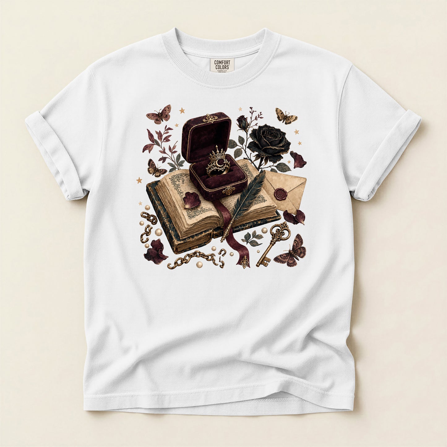 Vintage Gothic Book & Ring T-Shirt