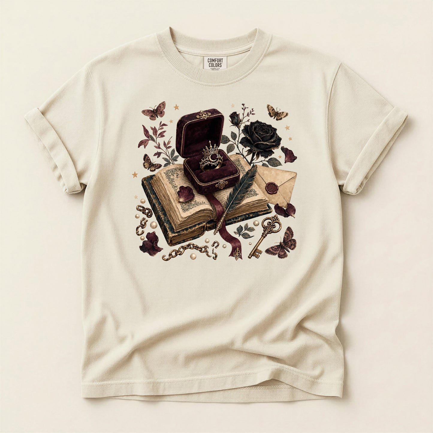 Vintage Gothic Book & Ring T-Shirt