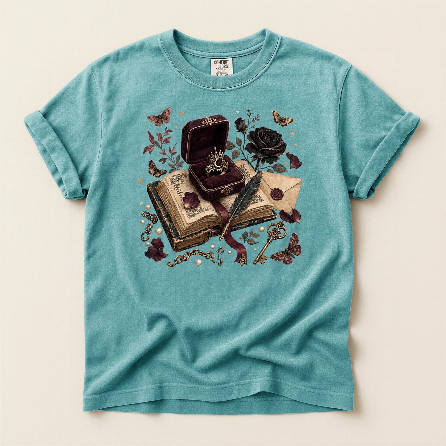 Vintage Gothic Book & Ring T-Shirt