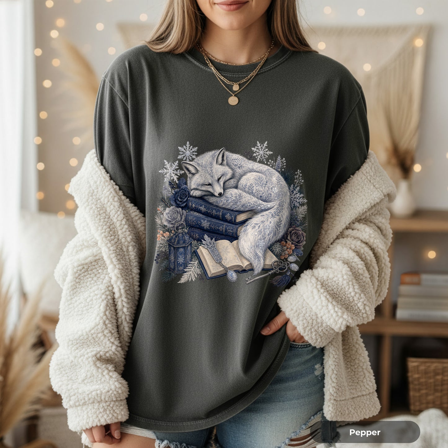 Sleeping Fox Booklover T‑Shirt — Cozy Woodland Reading Tee