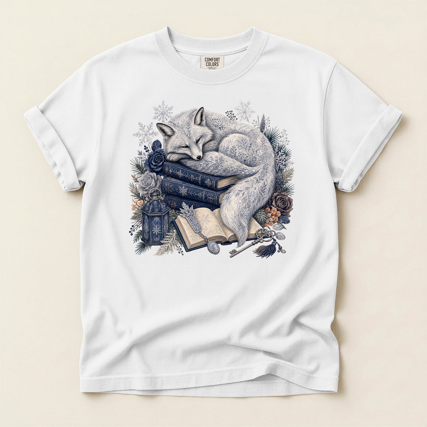 Sleeping Fox Booklover T‑Shirt — Cozy Woodland Reading Tee