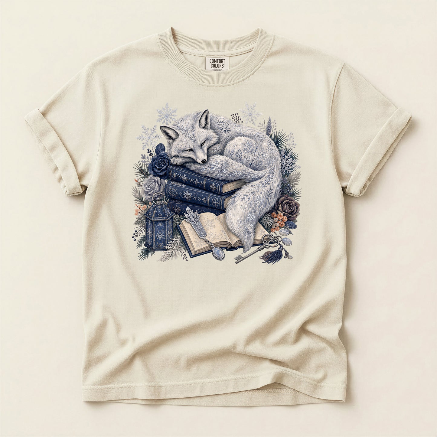 Sleeping Fox Booklover T‑Shirt — Cozy Woodland Reading Tee