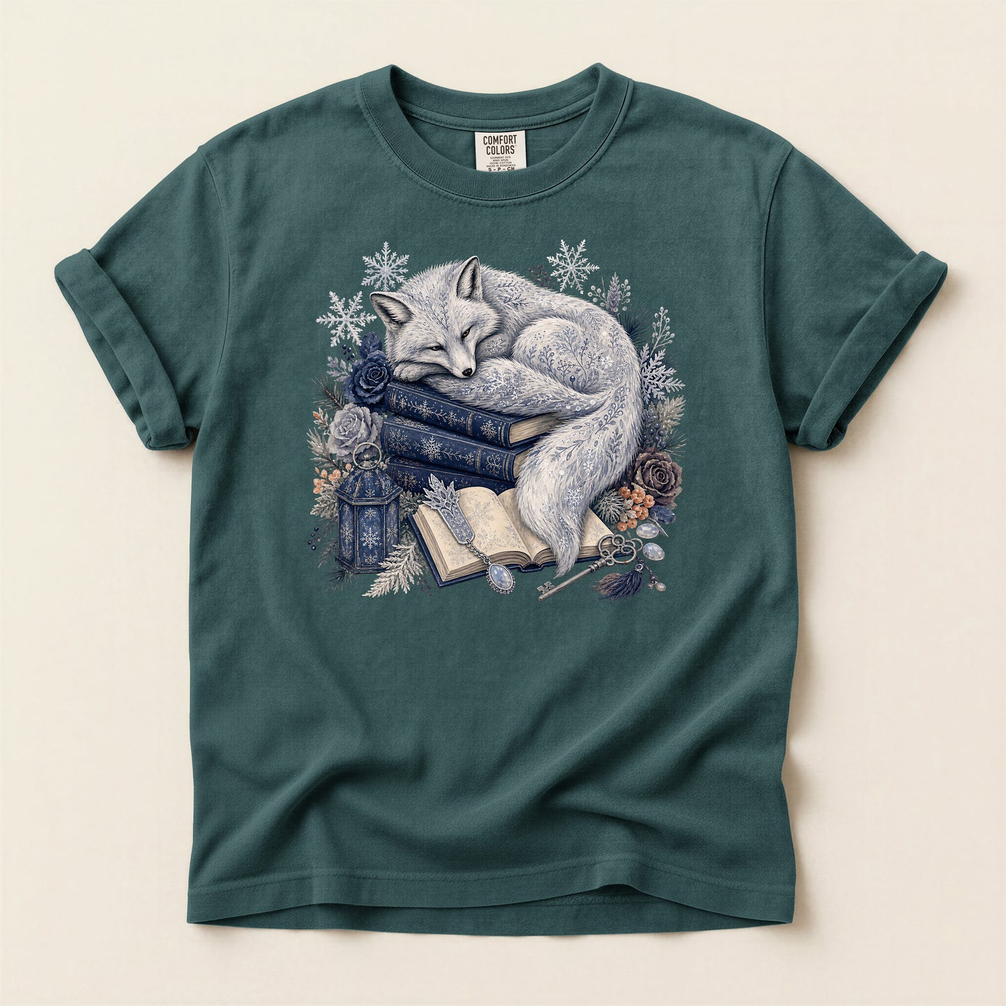Sleeping Fox Booklover T‑Shirt — Cozy Woodland Reading Tee