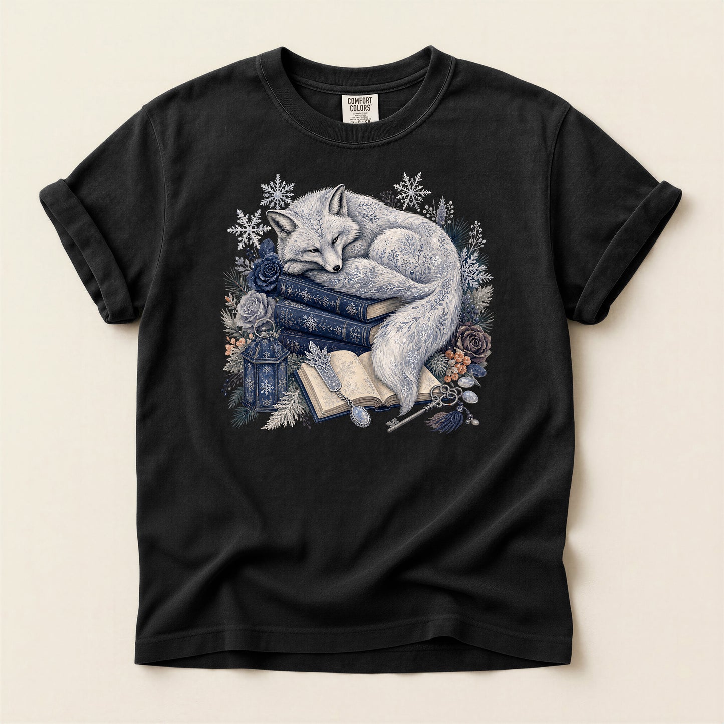Sleeping Fox Booklover T‑Shirt — Cozy Woodland Reading Tee
