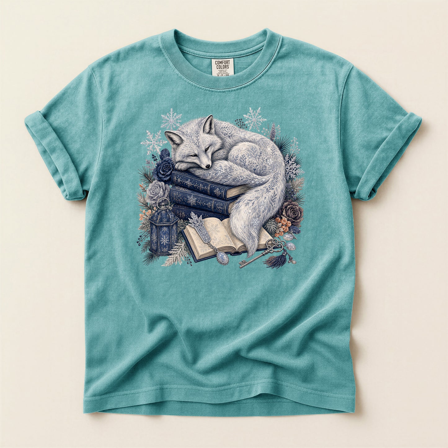 Sleeping Fox Booklover T‑Shirt — Cozy Woodland Reading Tee