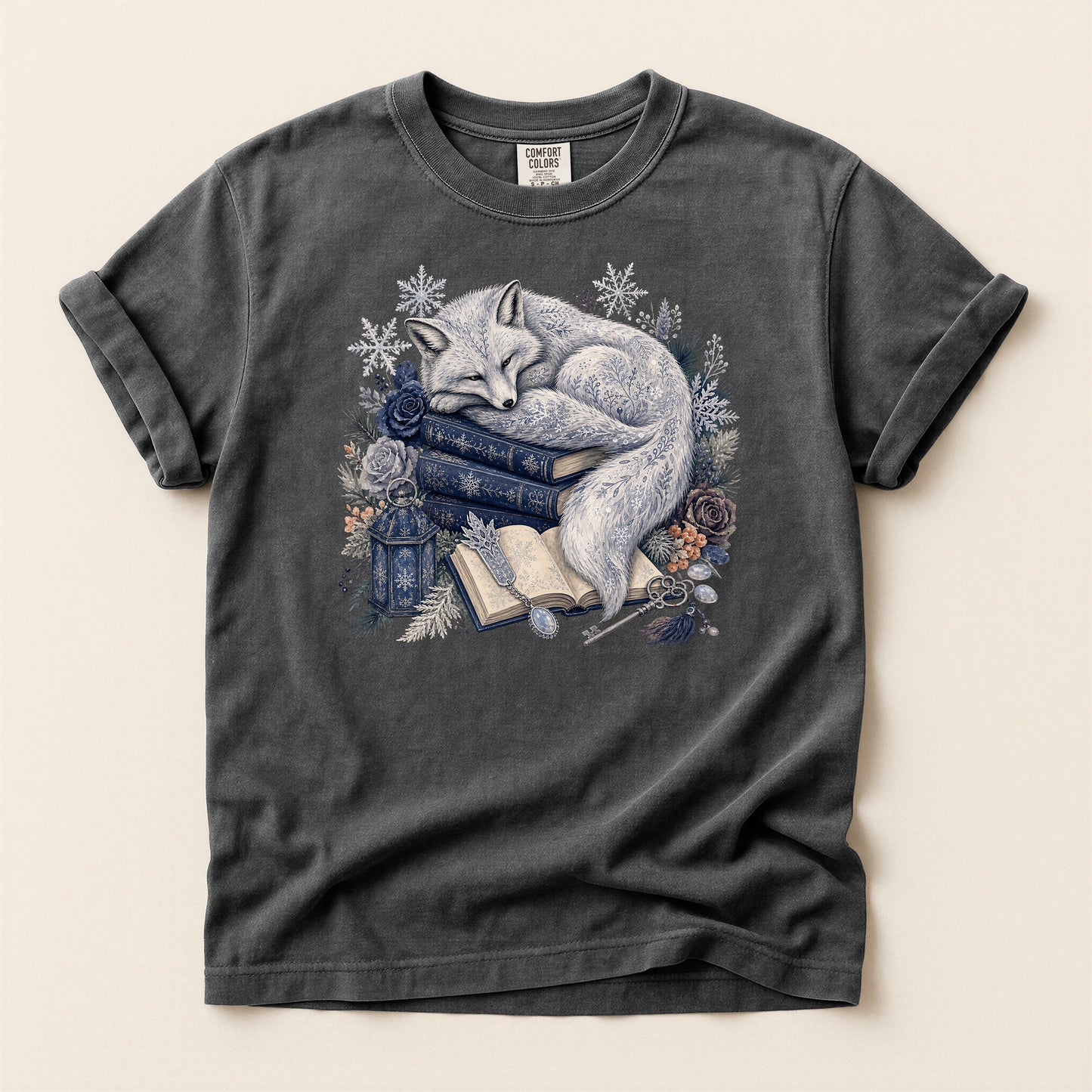 Sleeping Fox Booklover T‑Shirt — Cozy Woodland Reading Tee