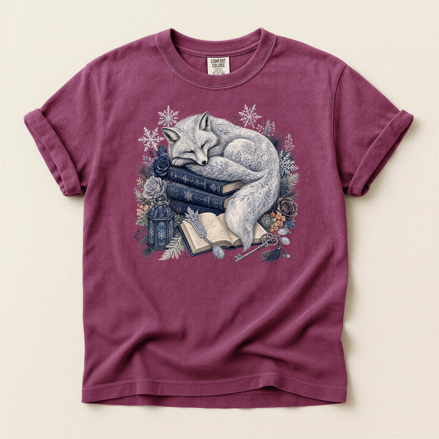 Sleeping Fox Booklover T‑Shirt — Cozy Woodland Reading Tee