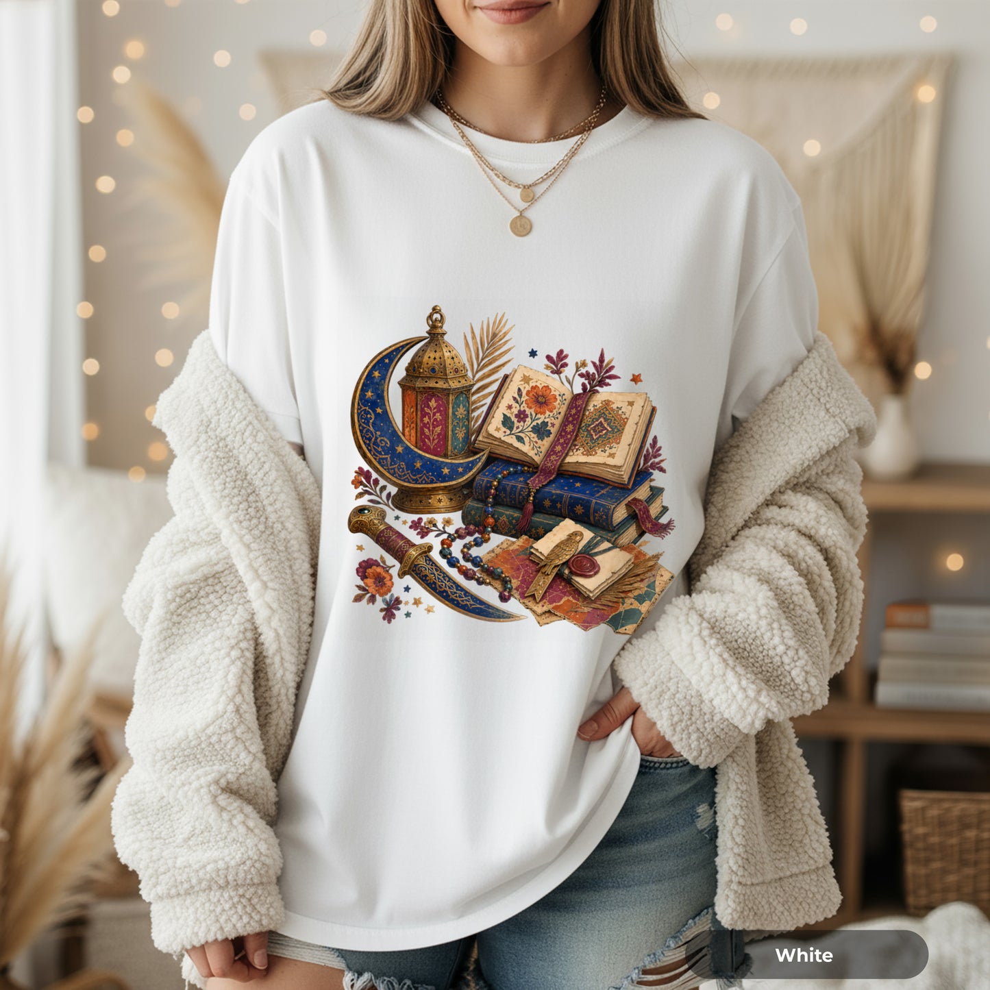 Ramadan Lantern & Quran T-Shirt — Islamic Eid Celebration Tee
