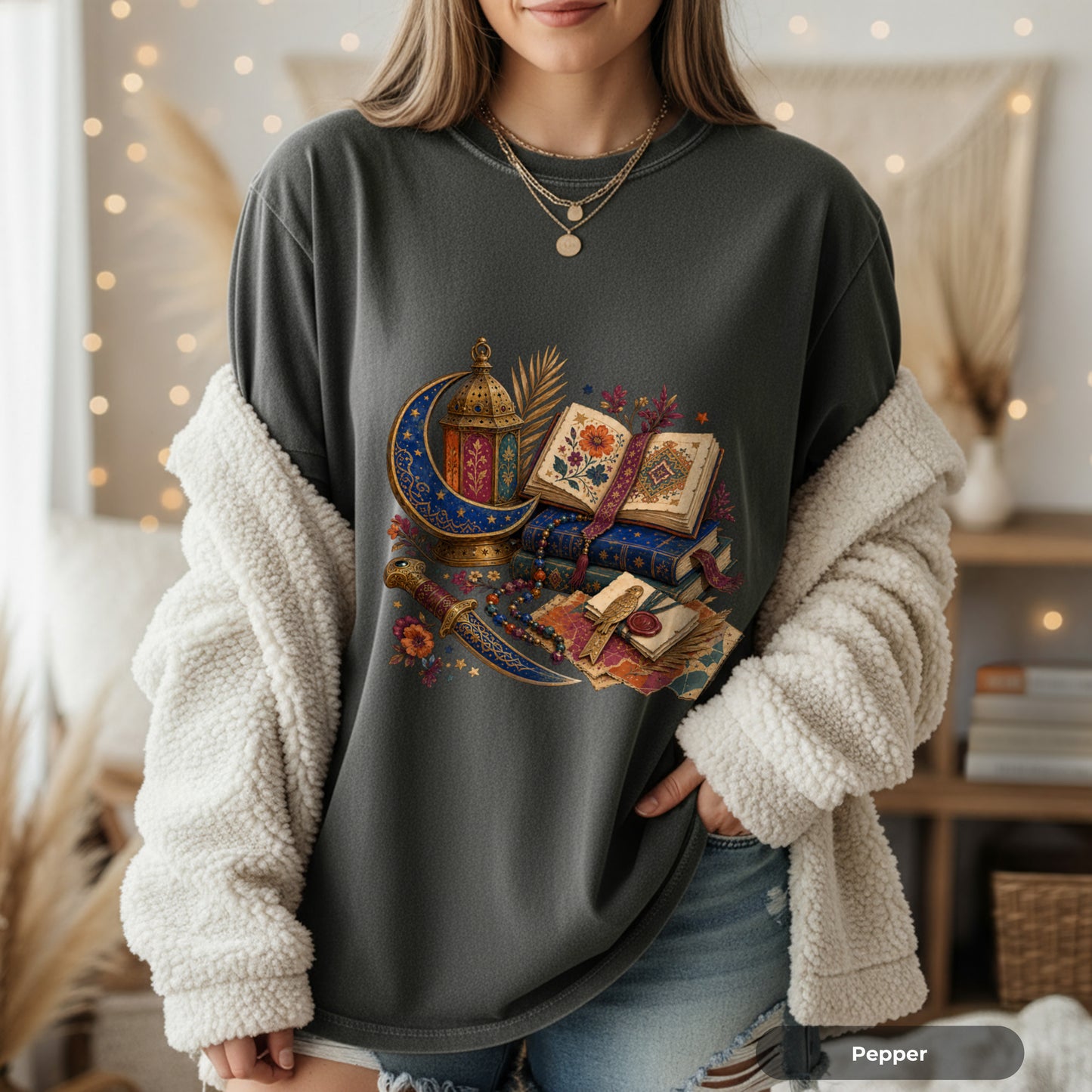 Ramadan Lantern & Quran T-Shirt — Islamic Eid Celebration Tee