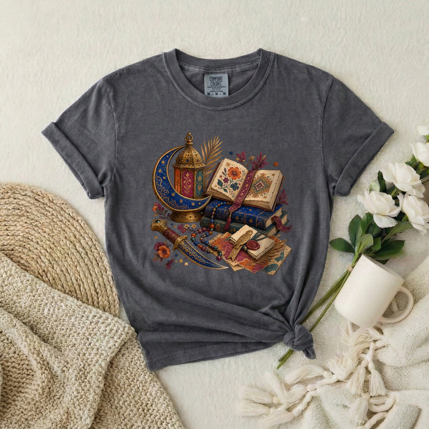 Ramadan Lantern & Quran T-Shirt — Islamic Eid Celebration Tee