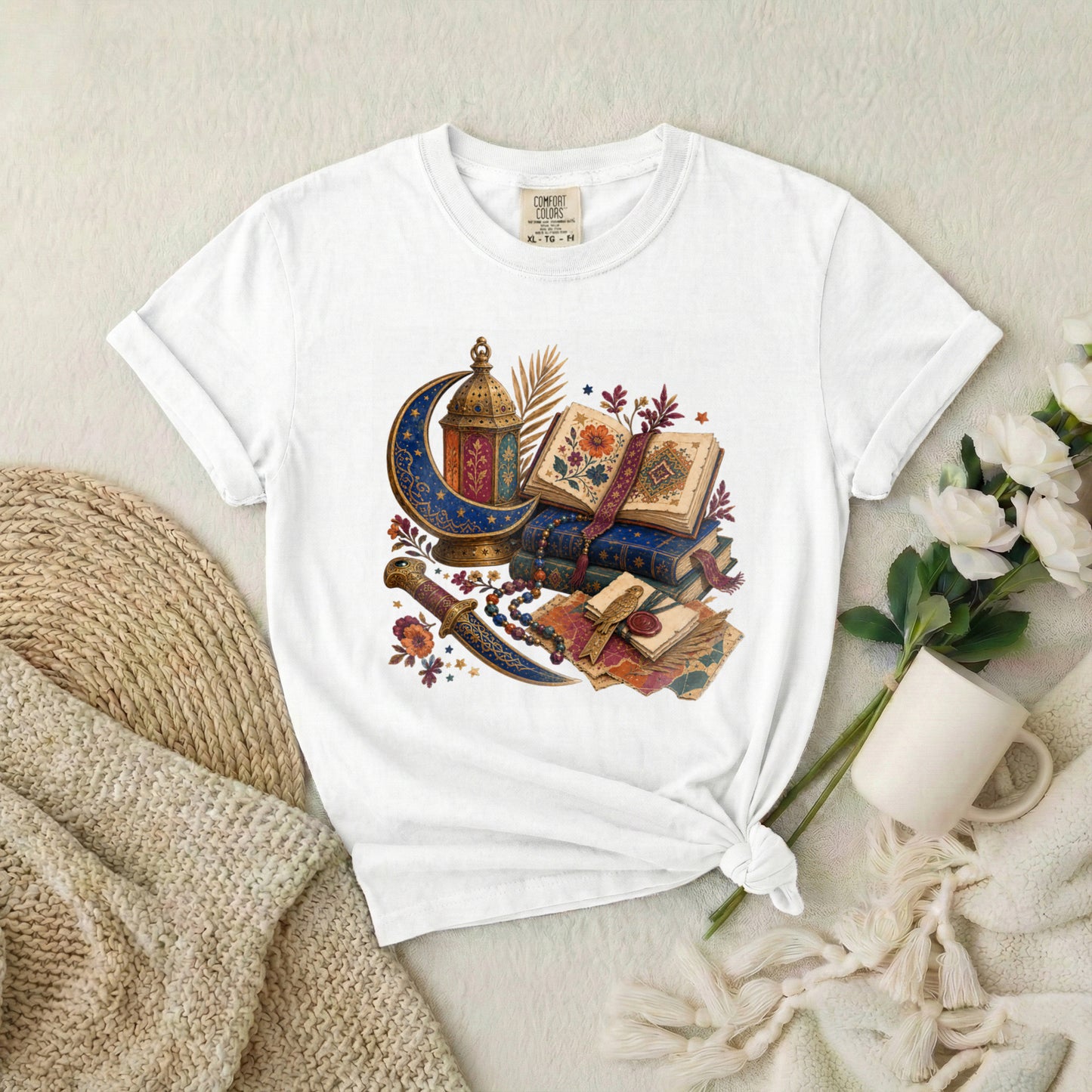 Ramadan Lantern & Quran T-Shirt — Islamic Eid Celebration Tee