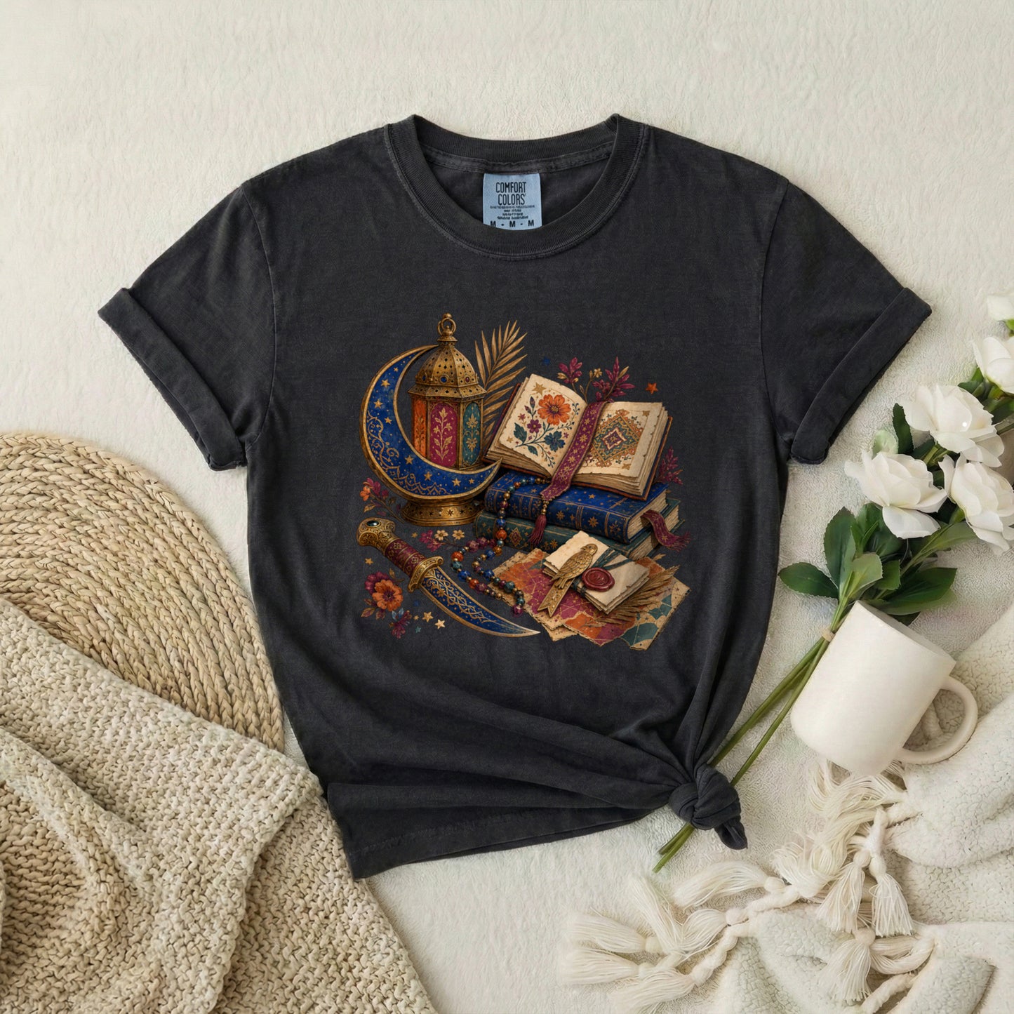 Ramadan Lantern & Quran T-Shirt — Islamic Eid Celebration Tee