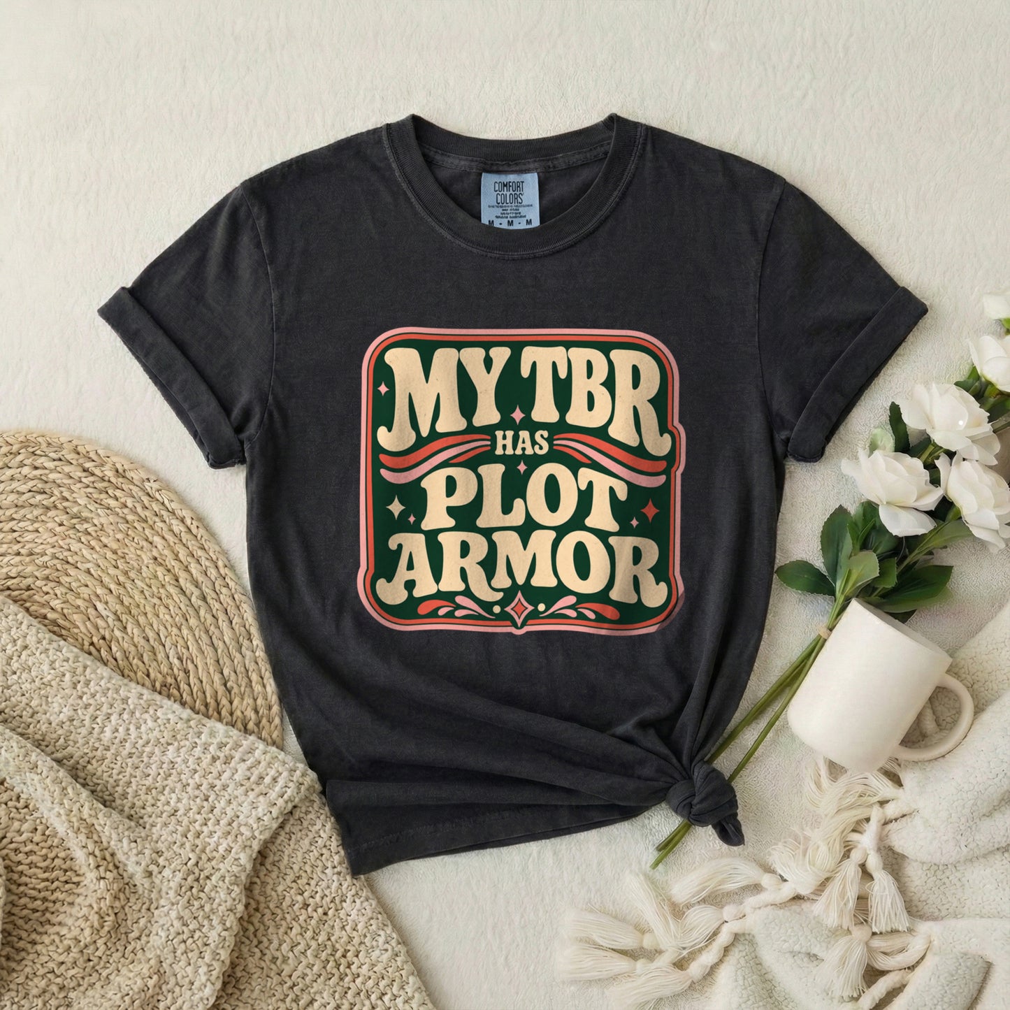 My TBR Has Plot Armor T-Shirt — Funny Book Lover Graphic Tee