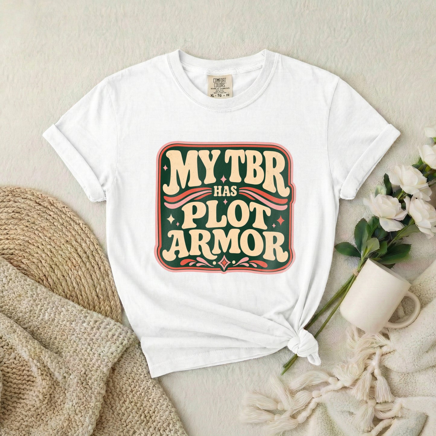My TBR Has Plot Armor T-Shirt — Funny Book Lover Graphic Tee
